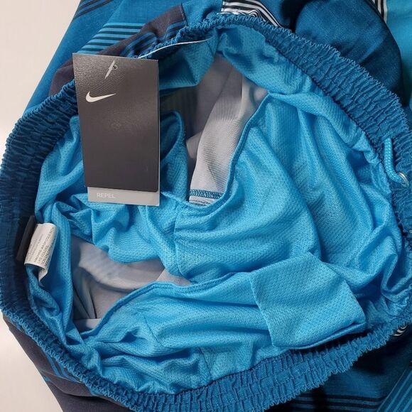 NEW L NIKE REPEL BOARD SWIMMING SWIM TRUNKS BLUE BLACK SHORTS MEN'S LARGE NWT - Picture 9 of 16